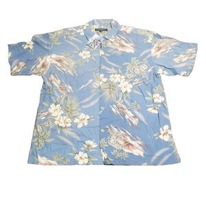 QuickSilver Hawaiian Shirt Men's Size XL Blue Floral Silver Edition New NWT NOS